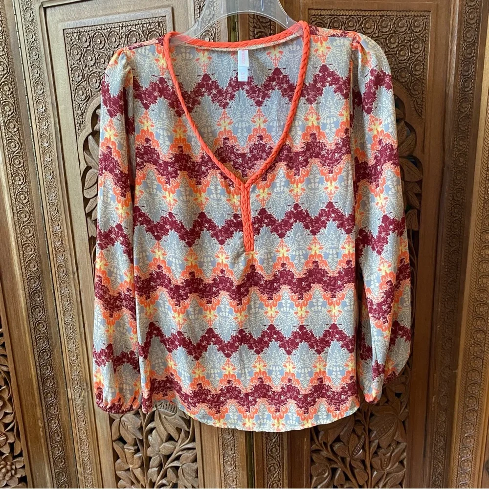 Xhilaration georgette blouse beautiful print - Picture 1 of 11